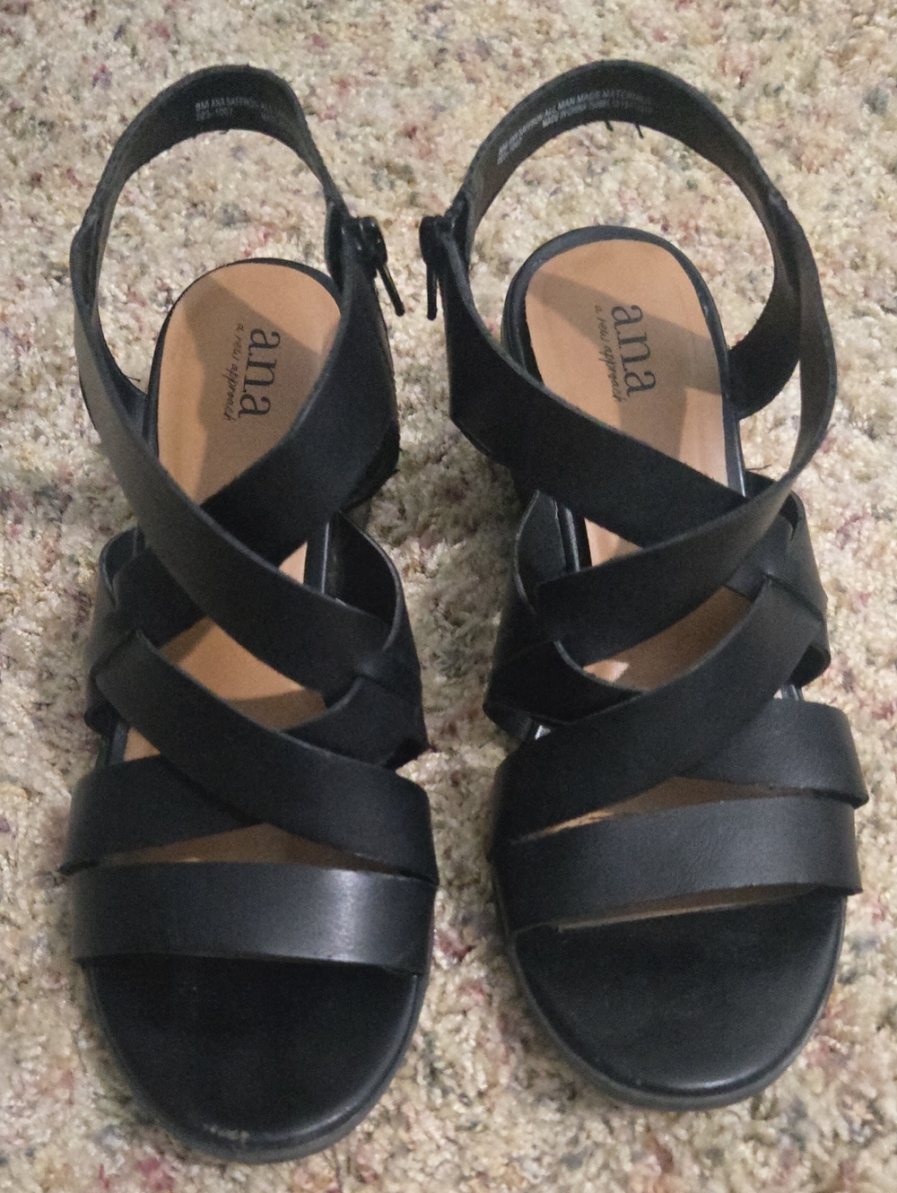 a.n.a Black Crisscross Ankle Strap Sandals